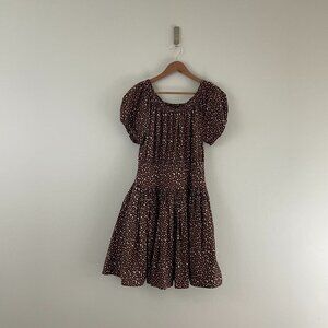 J Crew Drop Waist Cotton Poplin Mini Dress in Mocha Floral Size 6